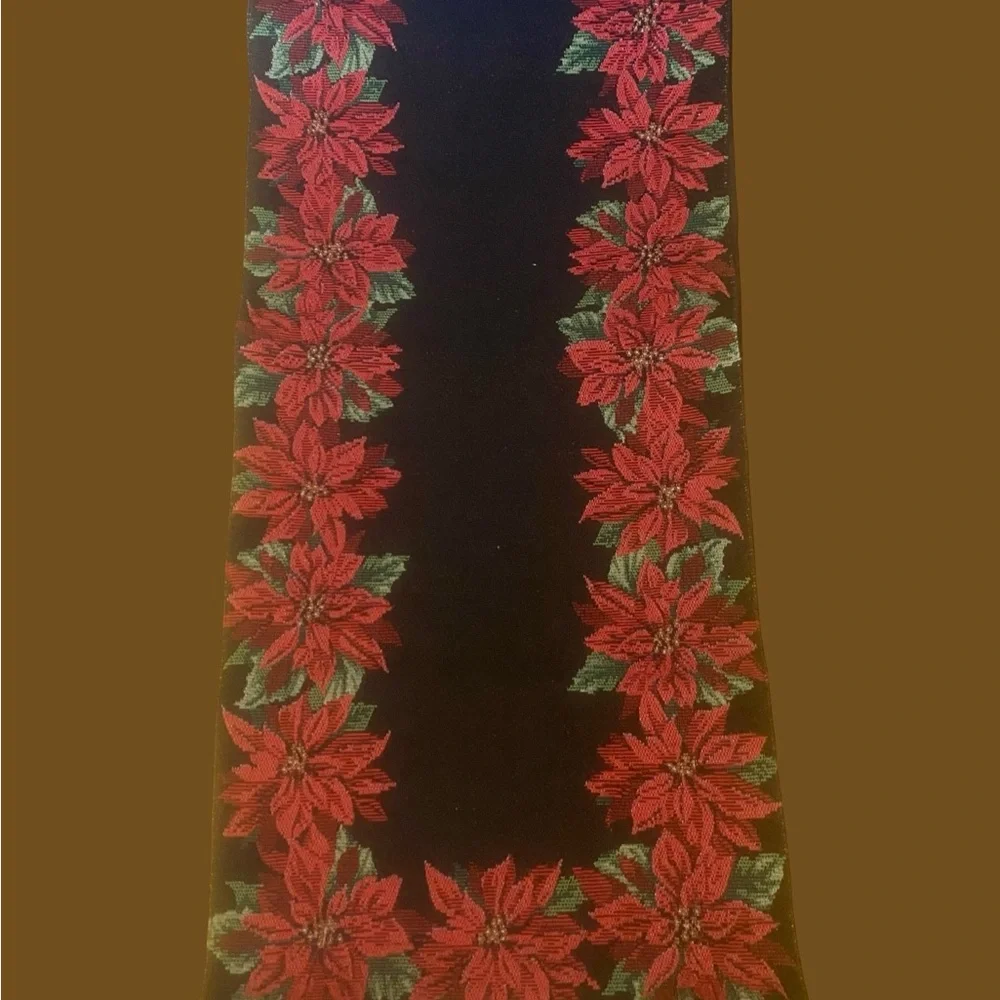 Festive Poinsettia Table Runner
